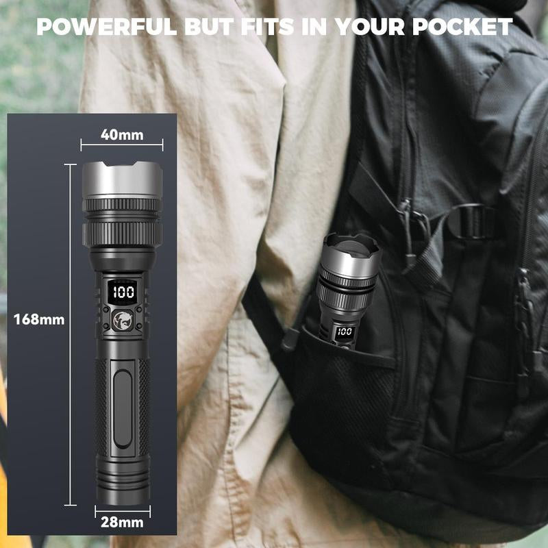 Unleash the Power: 2-In-1 Super Bright Power Bank Flashlight for Camping, Emergencies, and Security