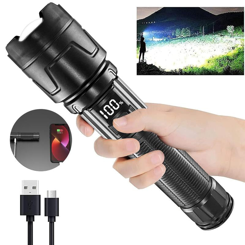 Unleash the Power: 2-In-1 Super Bright Power Bank Flashlight for Camping, Emergencies, and Security