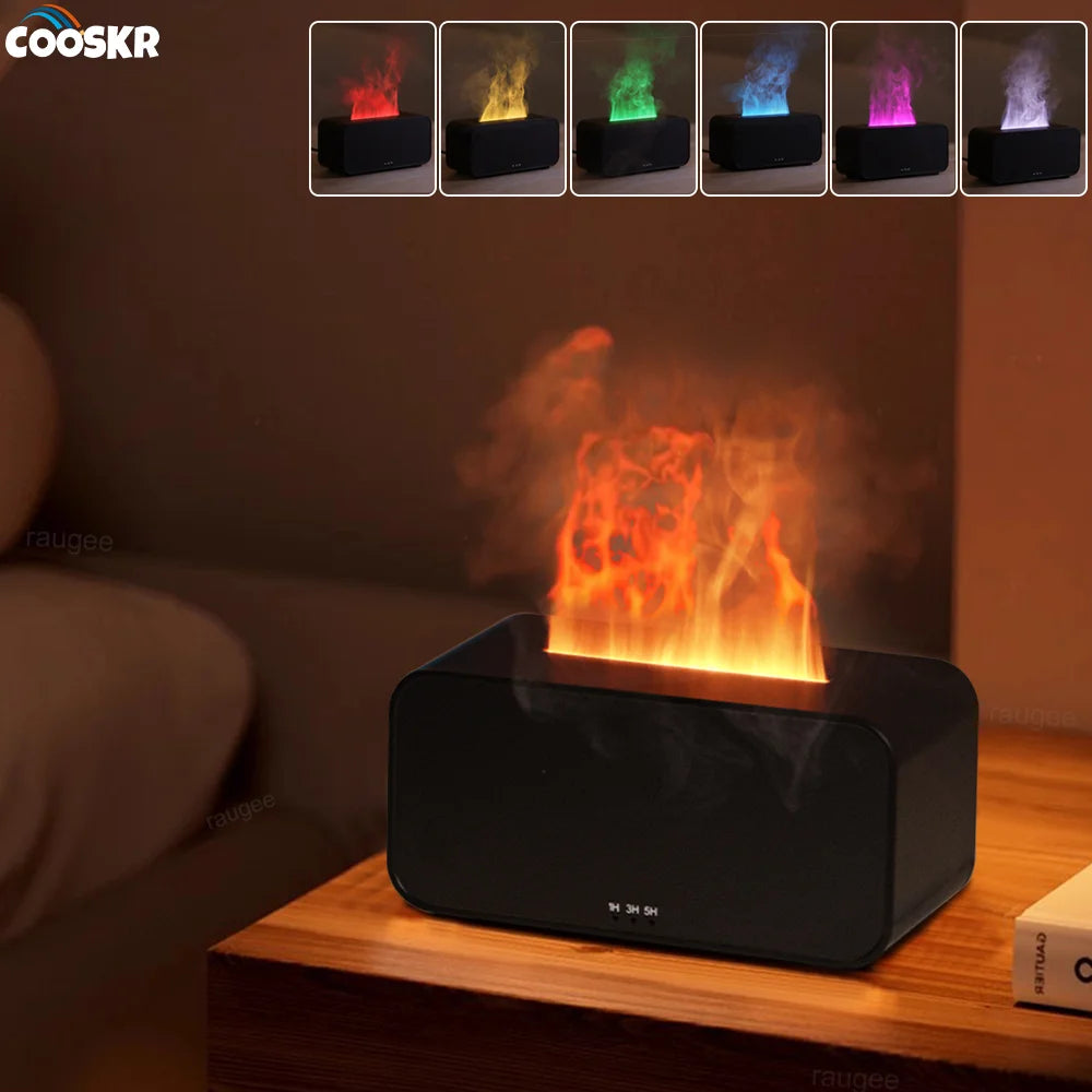 Transform Your Space with the Air Aroma Flame Humidifier Diffuser - Mini Automatic Essential Oils Diffuser with LED Light
