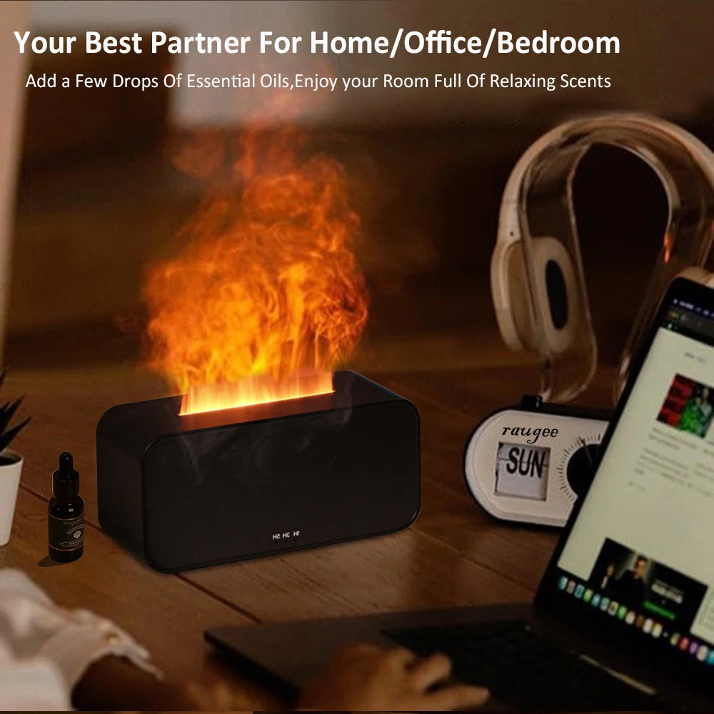 Transform Your Space with the Air Aroma Flame Humidifier Diffuser - Mini Automatic Essential Oils Diffuser with LED Light