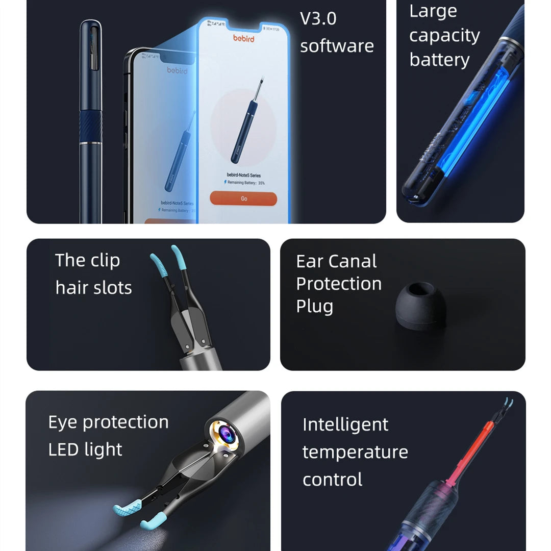 Note5 HD Visual Ear Cleaner with Tweezers – Smart Otoscope Tool