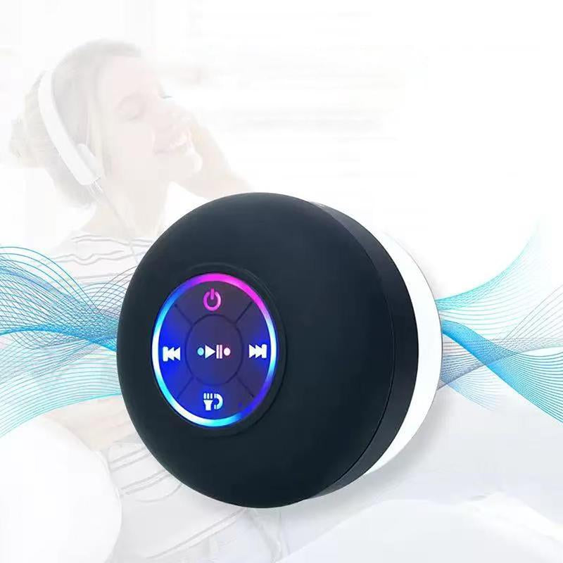 Waterproof Bluetooth Speaker with Suction Cup &amp; LED Lights, 360° Bass Sound | Wireless Shower Speaker for Bath/Beach/Camping | Built-In Mic &amp; Bluetooth 5.4 | Perfect Gift for Men/Women/Kids (Black)