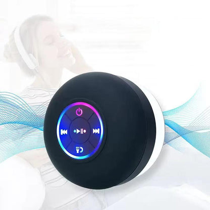 Waterproof Bluetooth Speaker with Suction Cup &amp; LED Lights, 360° Bass Sound | Wireless Shower Speaker for Bath/Beach/Camping | Built-In Mic &amp; Bluetooth 5.4 | Perfect Gift for Men/Women/Kids (Black)