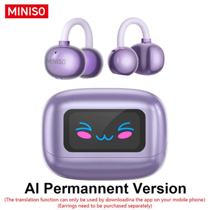 Experience Seamless Communication with MINISO MS199 Wireless Translation Clip-On Ear Headphones - 135 Languages Real-Time Translation, Built-In Microphone, and Sport-Ready Waterproof Design