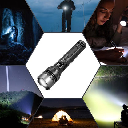 Unleash the Power: 2-In-1 Super Bright Power Bank Flashlight for Camping, Emergencies, and Security