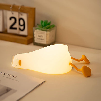 Adorable Benson Lying Flat Duck Night Light - LED Silicone Dimmable Lamp for Cozy Bedtime Bliss