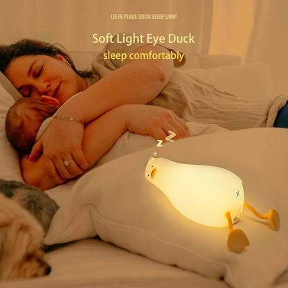 Adorable Benson Lying Flat Duck Night Light - LED Silicone Dimmable Lamp for Cozy Bedtime Bliss