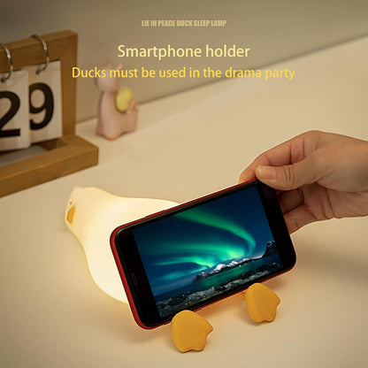 Adorable Benson Lying Flat Duck Night Light - LED Silicone Dimmable Lamp for Cozy Bedtime Bliss