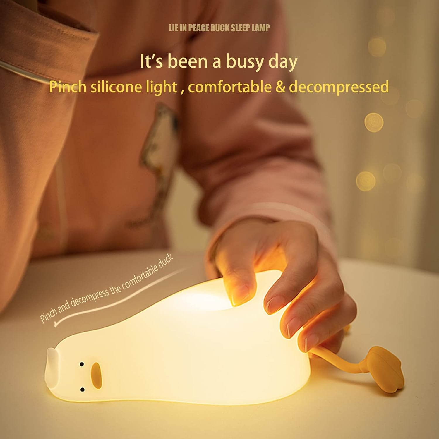 Adorable Benson Lying Flat Duck Night Light - LED Silicone Dimmable Lamp for Cozy Bedtime Bliss