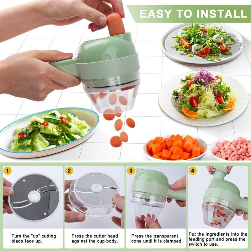 Revolutionize Your Cooking with the Portable Handheld 4-in-1 Electric Vegetable Slicer