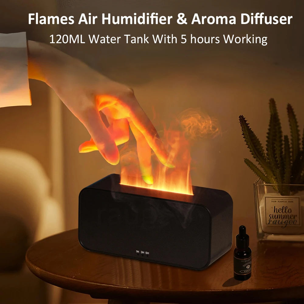 Transform Your Space with the Air Aroma Flame Humidifier Diffuser - Mini Automatic Essential Oils Diffuser with LED Light