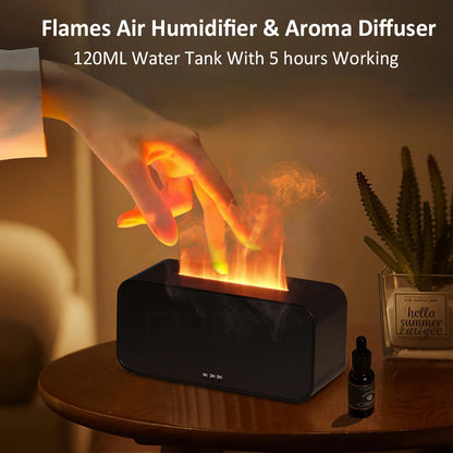 Transform Your Space with the Air Aroma Flame Humidifier Diffuser - Mini Automatic Essential Oils Diffuser with LED Light